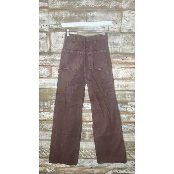 PacSun Ultra High Rise Flare Carpenter Denim Pants Size‎ 24 Brown - Picture 2 of 5